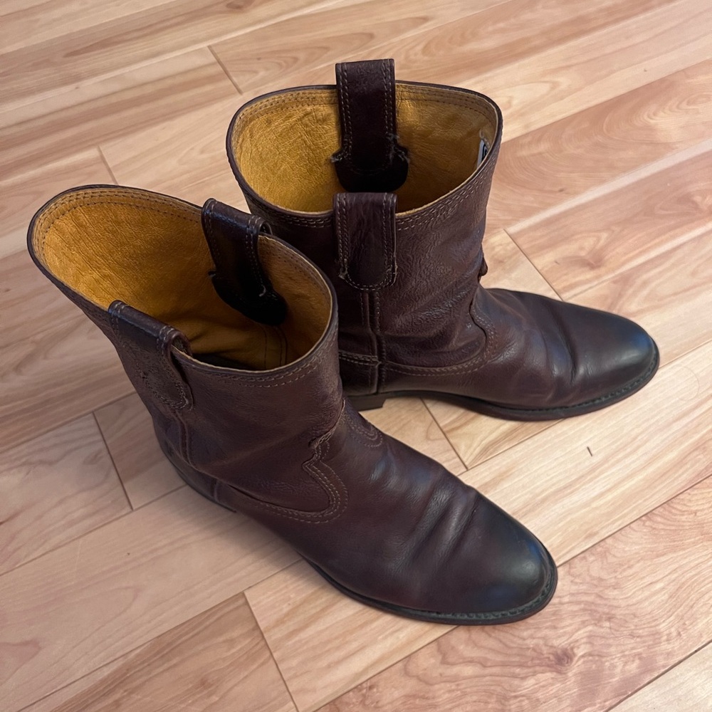 Frye Brown Leather Western Boots
